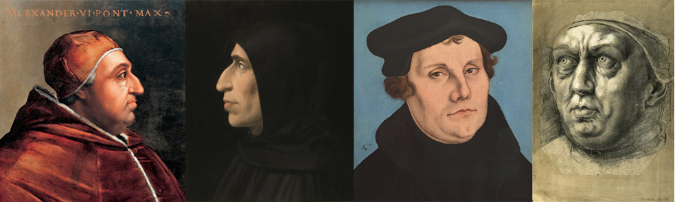 AlexVI en Savonarola Luther en Leo X